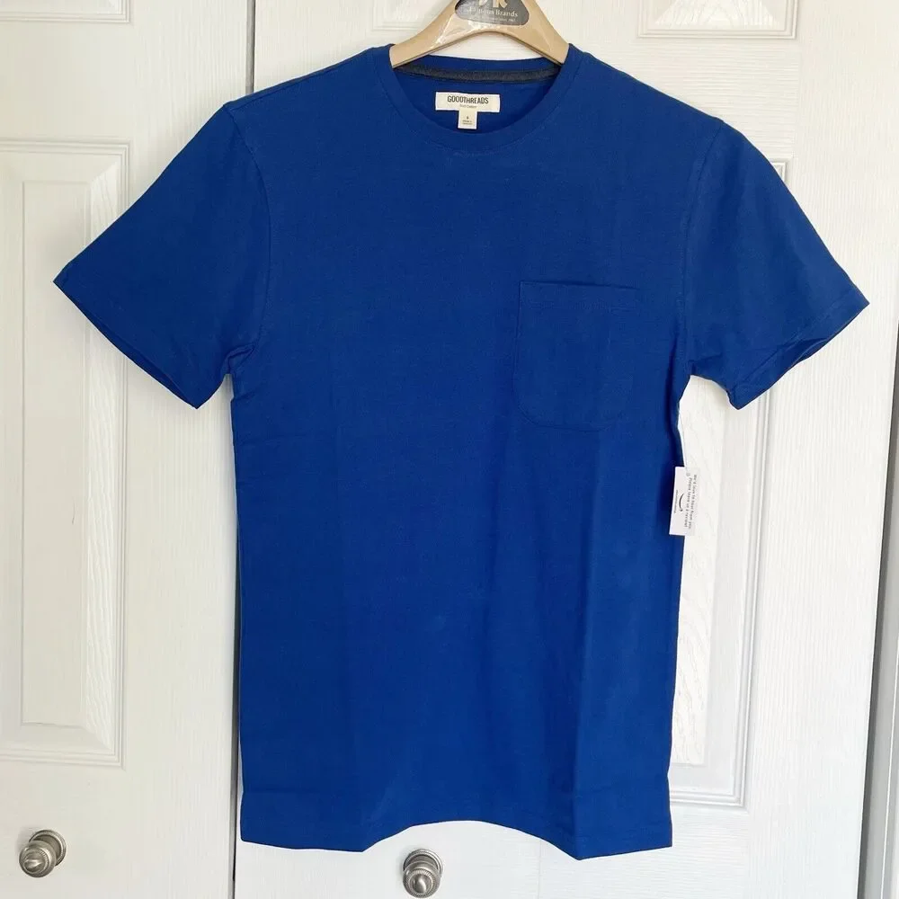 New Men's Jersey T-Shirt Small Blue Soft Cotton Short Sleeves - Picture 1 of 10